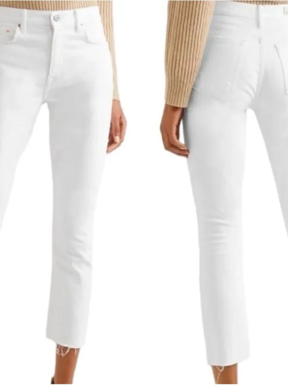 GRLFRND White Cropped Straight-Leg Jeans